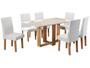 Imagem de Mesa de Jantar 6 Cadeiras Retangular Mel/Linho Gelo Viero Móveis Alicia