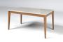 Imagem de Mesa de Jantar 6 lugares 160cm Tampo com Vidro Base de Madeira - Carina Off White/Imbuia