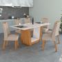 Imagem de Mesa de Jantar 6 Lugares Apogeu Vênus com Vidro Amêndoa Clean/Off White/Linho Rinzai Bege - Móveis Lopas