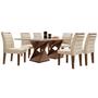 Imagem de Mesa de Jantar 6 Lugares Genova com Vidro Chocolate/Off White/Bege - Cel Móveis