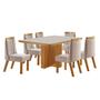 Imagem de Mesa de Jantar 6 Lugares Kiev com Vidro Cinamomo/Linho Bege - Panorama Móveis