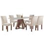 Imagem de Mesa de Jantar 6 Lugares Montreal com Vidro Chocolate/Off White/Suede Bege - Panorama Móveis