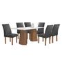 Imagem de Mesa de Jantar 6 Lugares Stella Canela com Vidro Ripado Chocolate/Off White/Boucle Cinza - Cel Móveis