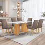 Imagem de Mesa de Jantar 6 Lugares Stella Canela com Vidro Ripado Cinamomo/Off White/Bege Escuro - Cel Móveis