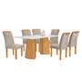 Imagem de Mesa de Jantar 6 Lugares Stella com Vidro Ripado Cinamomo/Off White/Boucle Bege - Cel Móveis