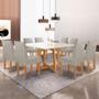 Imagem de Mesa de Jantar 8 Cadeiras Arizona Canela com Vidro Cinamomo/Off White/Bege Claro - Cel Móveis