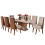 Imagem de Mesa de Jantar 8 Lugares Glamuor com Vidro Mel/Off White/Bronze - Pnr Móveis
