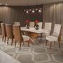 Imagem de Mesa de Jantar 8 Lugares Glamuor com Vidro Mel/Off White/Bronze - Pnr Móveis