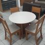 Imagem de Mesa de Jantar Alice com 4 Cadeiras Indekes Cor Freijó Off White