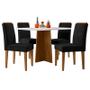 Imagem de Mesa de Jantar Ambiente Anitta 120x80 cm com Vidro Ype Off White e 4 Cadeiras Ana Veludo Preto  New Ceval