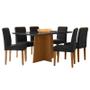 Imagem de Mesa de Jantar Ambiente Anitta 160x90 cm com Vidro Ype Preto e 6 Cadeiras Ana Ype Veludo Preto  New Ceval