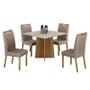 Imagem de Mesa de Jantar Ambiente Jade 90cm Cinamomo Off White com 4 Cadeiras Lara Linho Bege - Valdemóveis