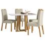 Imagem de Mesa de Jantar Ambiente Sarah 120x80 cm com Vidro Ype Off White e 4 Cadeiras Mariana Ype Veludo Nude  New Ceval