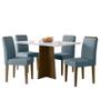 Imagem de Mesa de Jantar Anitta 135x90 com 4 Cadeiras Ana Imbuia/Off White/Azul - PR Móveis