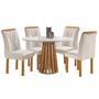 Imagem de Mesa de Jantar Berlim Redonda com 4 Cadeiras Cel Móveis Cor Cinamomo Off White com Tecido Bege