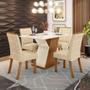 Imagem de Mesa De Jantar Com 04 Cadeiras Mdf Com Vidro 120cm Linho