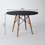 Imagem de Mesa De Jantar Com 4 Cadeiras Pretas Eames 90cm Base Madeira Tampo Preto