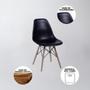 Imagem de Mesa De Jantar Com 4 Cadeiras Pretas Eames 90Cm Base Madeira