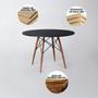 Imagem de Mesa De Jantar Com 4 Cadeiras Pretas Eames 90Cm Base Madeira