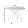 Imagem de Mesa de Jantar com 4 Cadeiras Pretas Eames Eiffel Tampo Redondo Branco 110cm Base Ferro Branco
