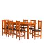 Imagem de Mesa De Jantar Com 8 Cadeiras Estofadas Madeira Maciça 200cm Marrom Safira Nemargi