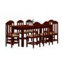 Imagem de Mesa De Jantar Com 8 Cadeiras Estofadas Madeira Maciça Safira Castanho Shop JM