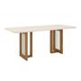 Imagem de Mesa De Jantar Com Tampo De Mdf E Vidro Com Canto Arredondado 200 Cm Yara Henn Nature Com Off White