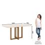 Imagem de Mesa de Jantar Com Tampo MDF e Vidro com Canto Arredondado 160 Cm Natalí Henn