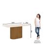 Imagem de Mesa De Jantar Com Tampo Mdf E Vidro Com Canto Arredondado 160 Cm Solana Henn Nature Com Off White