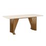 Imagem de Mesa De Jantar Com Tampo Mdf E Vidro Com Canto Arredondado 200 Cm Adriana Henn Nature Com Off White
