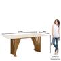 Imagem de Mesa De Jantar Com Tampo Mdf E Vidro Com Canto Arredondado 200 Cm Adriana Henn Nature Com Off White
