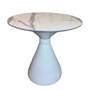 Imagem de Mesa de Jantar Cone Ampulheta 80 cm Tampo MDF Texturizado Mármore Base Branca