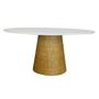 Imagem de Mesa De Jantar Cone Oval 120x80 cm Tampo Laca Branca Base Fibra Natural