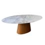 Imagem de Mesa de Jantar Cone Oval 160x90 cm Mármore Branco Extra Base Freijó