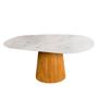 Imagem de Mesa de Jantar Cone Oval 160x90 cm Tampo Madeira Freijó Base Madeira Freijó