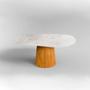 Imagem de Mesa de Jantar Cone Oval 160x90 cm Tampo Madeira Freijó Base Madeira Freijó