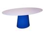 Imagem de Mesa de Jantar Cone Oval 235x122cm Base Azul Tampo Laca Branca