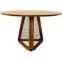 Imagem de Mesa de Jantar Coss Redonda Tampo Cedro com Base Cedro e Corda Canela 120 cm - 72682