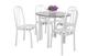 Imagem de Mesa de Jantar de cozinha com 4 Cadeiras tampo redonda Granito verdadeiro M-RI 90cm em aço Branca brilho