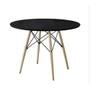Imagem de Mesa De Jantar Eames Eiffel 80cm Tampo Preto Base De Madeira