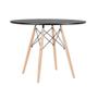 Imagem de Mesa De Jantar Eames Eiffel 80cm Tampo Preto Base De Madeira