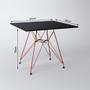 Imagem de Mesa de Jantar Eames Eiffel Quadrada Preta 90cm com 4 Cadeiras Brancas Base Ferro Cobre