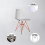 Imagem de Mesa de Jantar Eames Eiffel Quadrada Preta 90cm com 4 Cadeiras Brancas Base Ferro Cobre