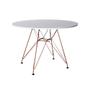 Imagem de Mesa de Jantar Eames Eiffel Redonda 110cm Madeira Branca com Base Ferro Cobre