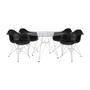 Imagem de Mesa de Jantar Eames Eiffel Redonda Vidro 90cm com 4 Poltronas Pretas Ferro Branco