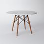 Imagem de Mesa de Jantar Eiffel 80cm Tampo Redondo Branco Base de Madeira