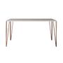 Imagem de Mesa de Jantar Elen 140x80cm Tampo Branco com Base Cobre