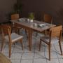 Imagem de Mesa de Jantar Extensível Tampo com Vidro e Pés em Madeira Maciça Tock