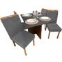 Imagem de Mesa de Jantar Helo 90x90cm em Veludo com 4 Cadeiras California Poliman Cor Mel Grafite com Assento Grafite