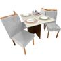 Imagem de Mesa de Jantar Helo 90x90cm em Veludo com 4 Cadeiras California Poliman Cor Mel Off White com Assento Prata